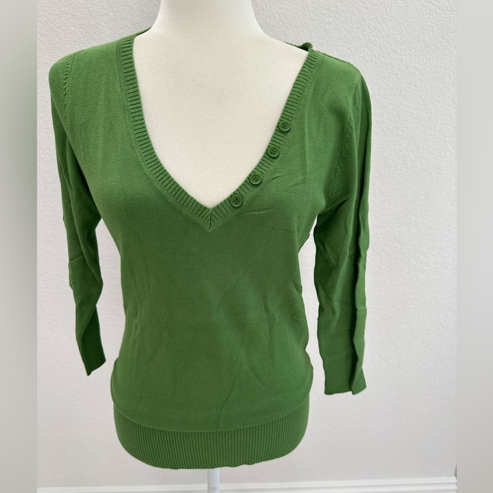 NWT Takeout Women's V-Neck Sweater in Forest Green